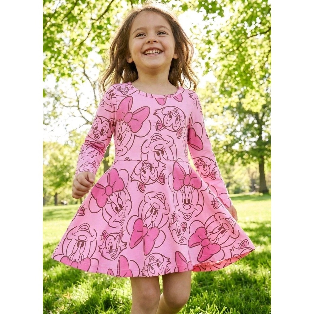 Disney Minnie Mouse Girls Toddler Size: 2T Dress Pink Pullover Long Sleeve NWT